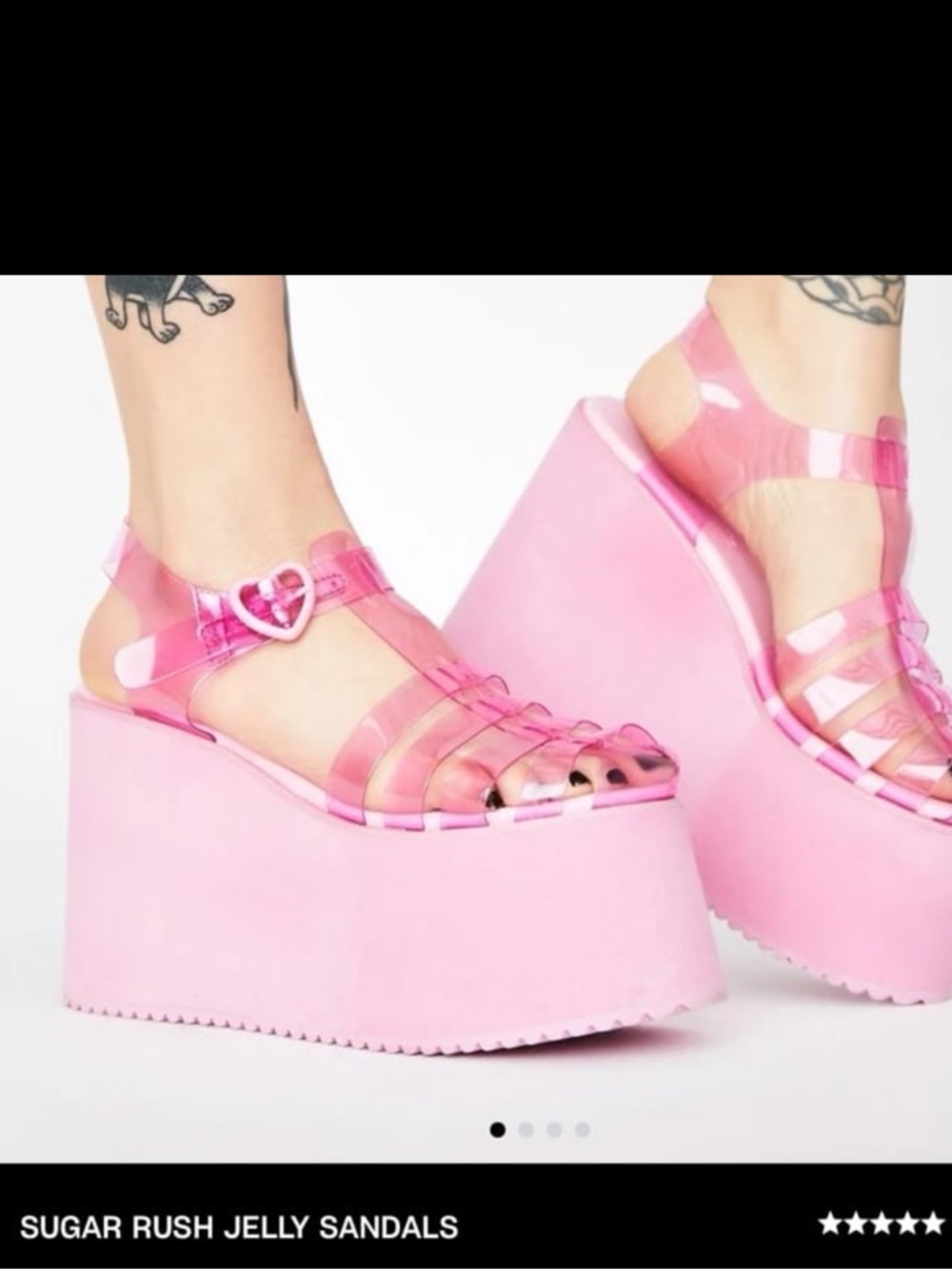 Sugar Thrillz Pink Heart-Buckle Platform Jelly Sandals - Picture 5 of 10